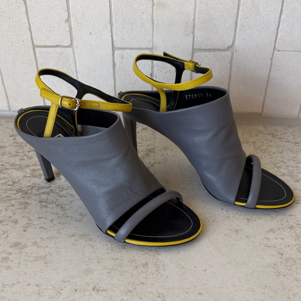 Vintage Balenciaga Sz 36 Gray and Neon Heels